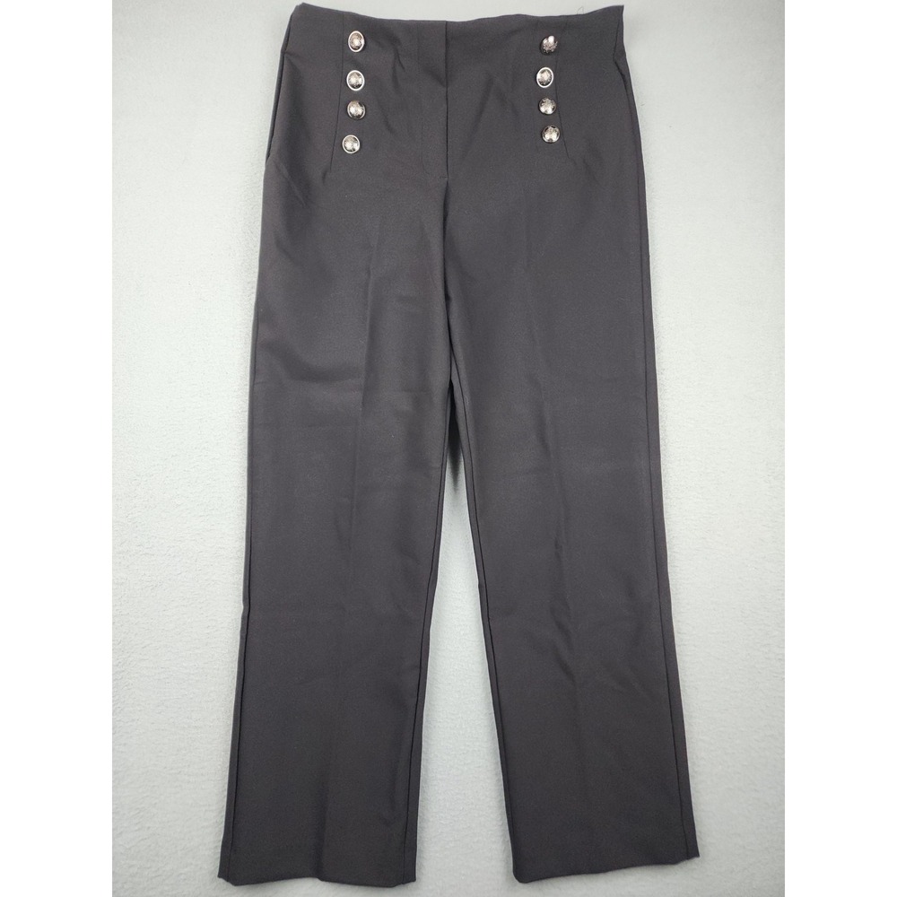 Haver + Blair Dress Pants Womens M Black Twill Stretch Button Front Work Career